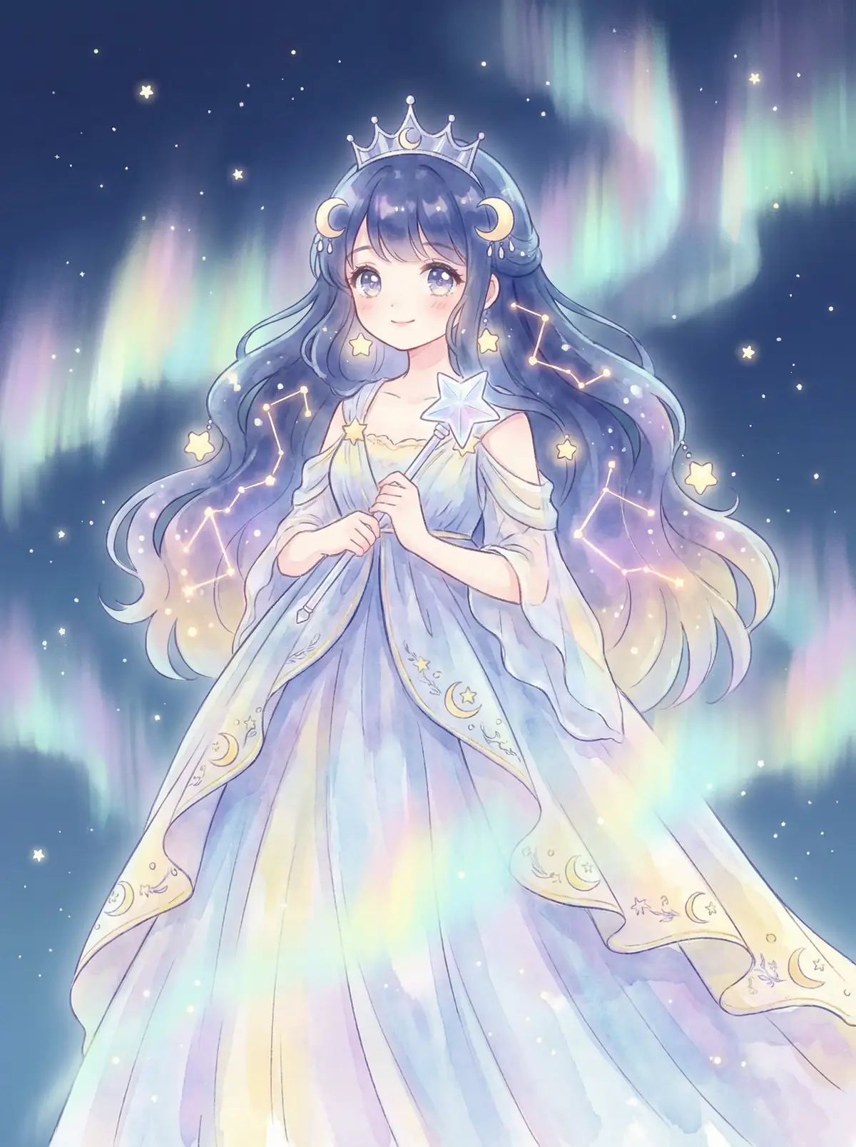 玉蒲团玉女心经 - 星辰公主希尔角色设定图，手持星光权杖